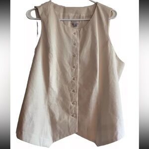 A New Day Linen Blend Lined Vest Cream tailored Large Target Womens NWOT